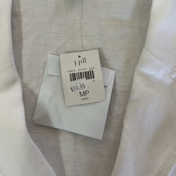 J. Jill Women's White Linen Blazer Medium Petite New Cinch Waist Lightweight - Picture 7 of 8